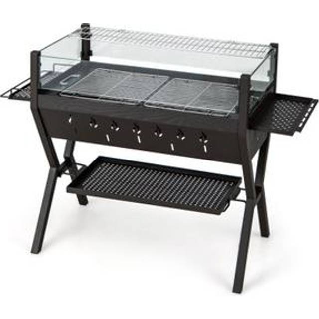 Barbecue Charcoal Grills with Wind Guard and Seasoning Racks-Black