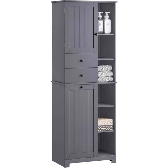 Compact Bathroom Cabinet Freestanding Linen Cabinet - Grey (170cm H X 60cm W X 37cm D)