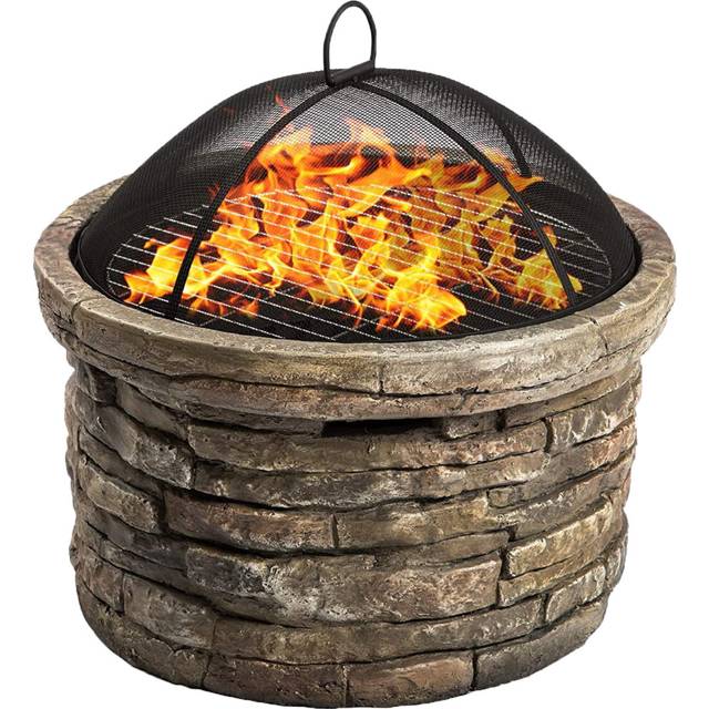 Centurion Supports Fireology SAMUI Khaki Majestic Garden & Patio Heater Fire Pit Brazier and Barbecue with Eco-Stone Finish