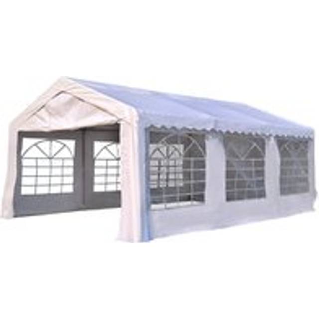 6m x 4 m Garden Gazebo Portable Carport Shelter w/ Removable Sidewalls & Doors Party Tent Shelter Car Canopy