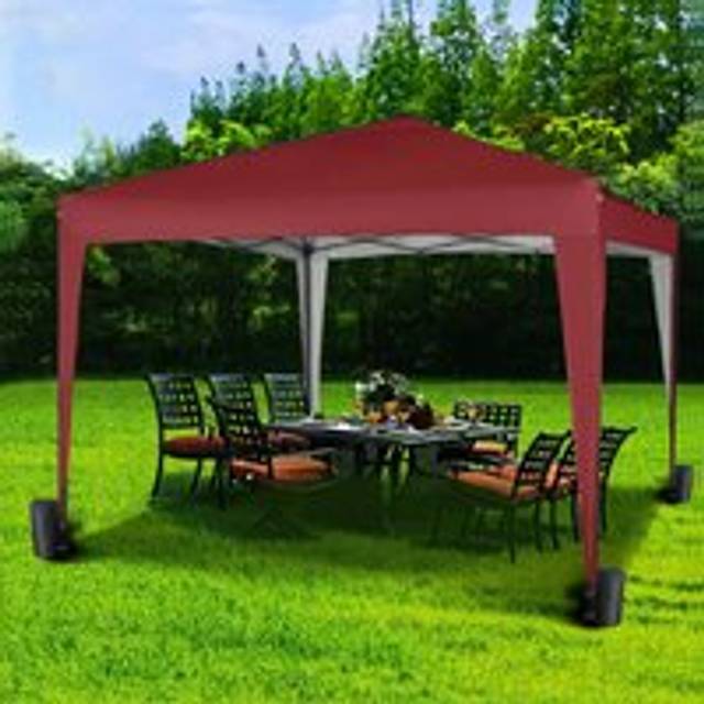 3x3m Pop up Garden Gazebo Party Tent Marquee with Storage Bag - Red - One Size