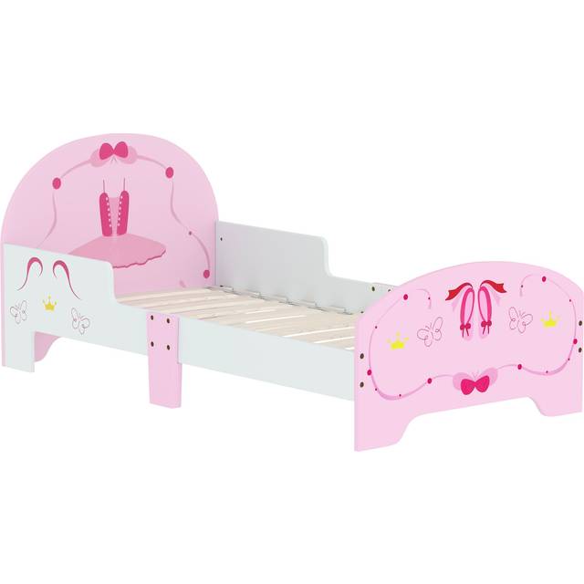 AIYAPLAY Ballet Theme Toddler Bed Frame with Safety Rails - for 3-6 Years | TJ Hughes Pink