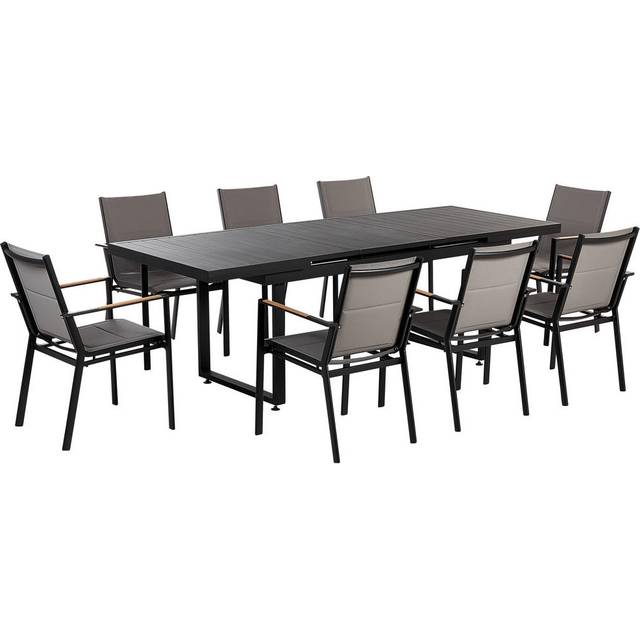 Beliani Garden Dining Set 8 Seater Valcanetto/Busseto Metal Black, Black