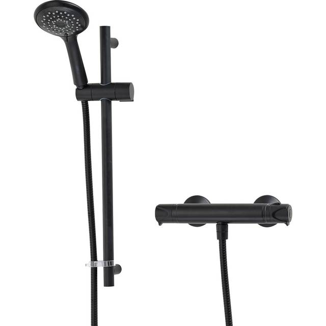Triton Showers Triton Tian Thermostatic Bar Mixer Shower in Black Stainless Steel