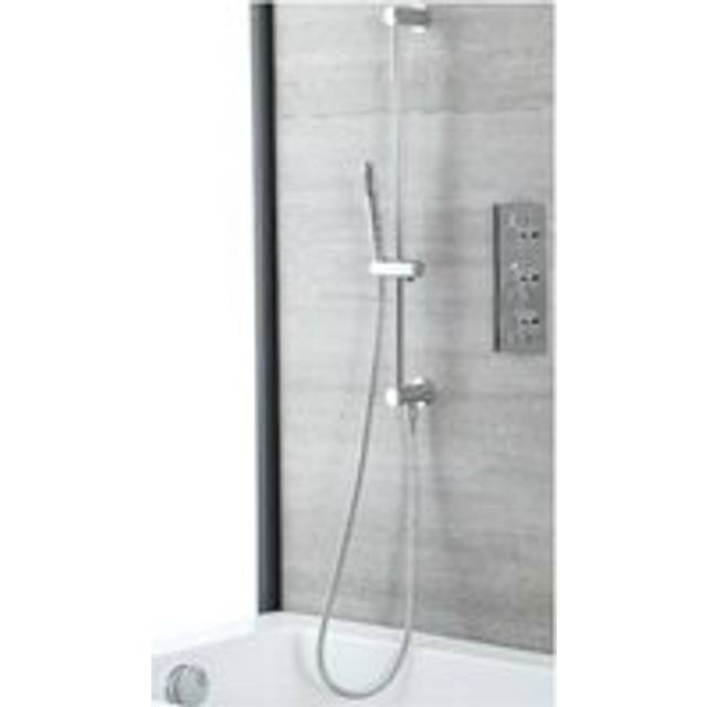 Mirage - Modern 2 Outlet Triple Thermostatic Mixer Shower Valve with Hand Shower Handset Slide Rail Bar Kit and Overflow Bath Filler Tap - Chrome