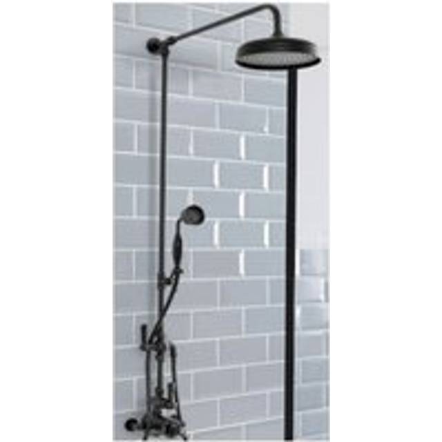 Elizabeth - Traditional Grand Rigid Riser with 2 Outlet Twin Exposed Thermostatic Mixer Shower Valve&44 Round Rainfall Shower Head and Hand Shower