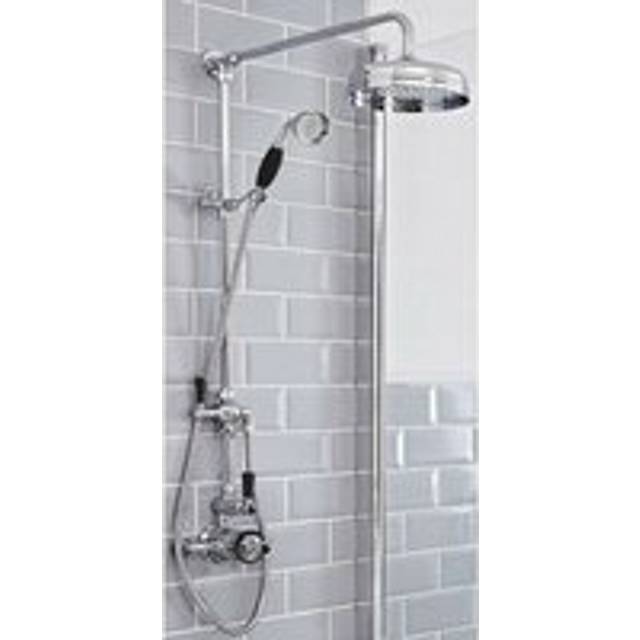 Elizabeth - Traditional Grand Rigid Riser with 2 Outlet Twin Exposed Thermostatic Mixer Shower Valve&44 Round Rainfall Shower Head and Hand Shower