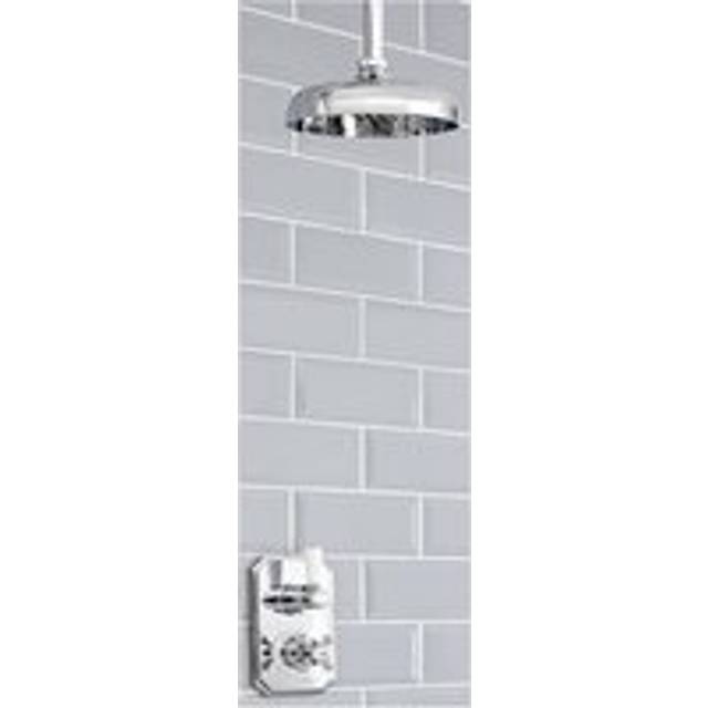 Milano - Elizabeth - Traditional Twin Thermostatic Mixer Shower Valve with 155mm Round Fixed Rainfall Shower Head and Ceiling Mounted Shower Arm