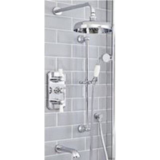 Elizabeth - Traditional 3 Outlet Triple Diverter Thermostatic Mixer Shower Valve with Round Rainfall Shower Head&44 Riser Rail Kit and Wall Mounted