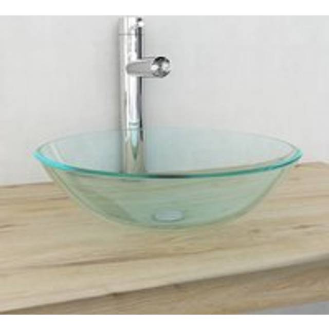 Basin Tempered Glass 42 cm Transparent - Silver - One Size