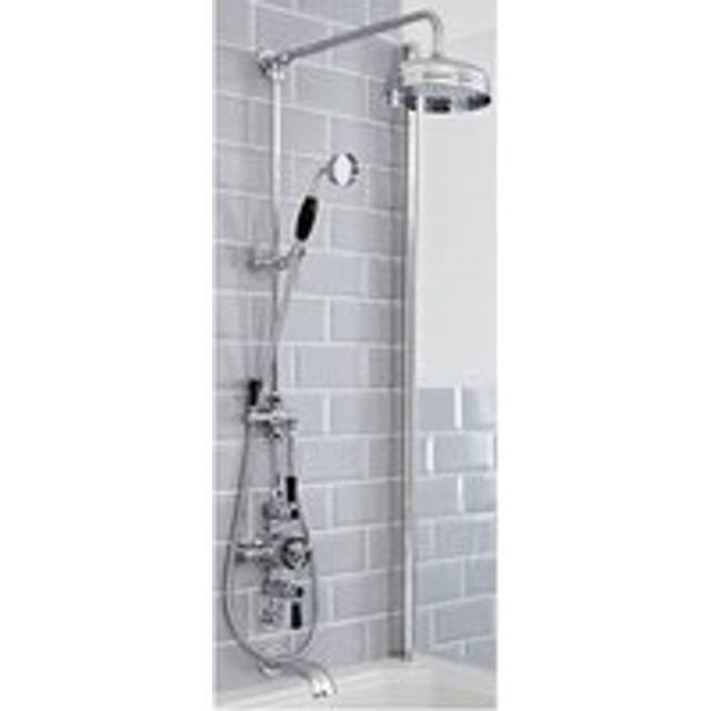 Elizabeth - Traditional Grand Rigid Riser with 3 Outlet Exposed Triple Thermostatic Shower Valve&44 Round Rainfall Shower Head&44 Hand Shower Handset