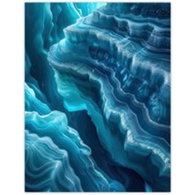 Wall Art Print Luminescent Blue Ice Glacier Abstract Canyon Poster - W18 inch x H24 inch