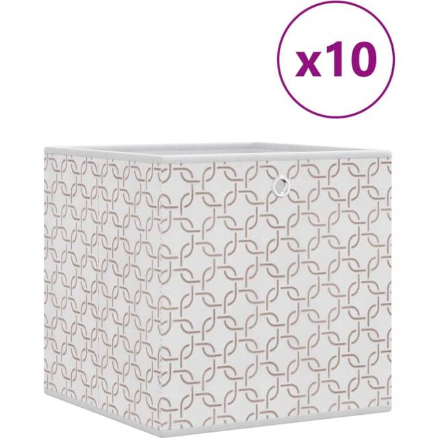 vidaXL Foldable Storage Boxes 10 pcs Cream 32x32x32 cm Non-woven Fabric
