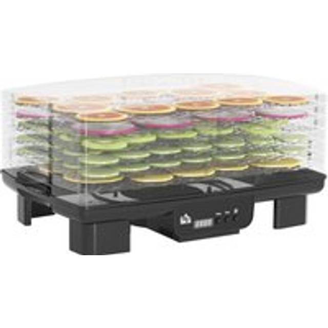 HOMCOM 6 Tray Food Dehydrator, 550W Food Dryer Machine with Adjustable Temperature, 48H Timer, for Drying Fruit, Vegetable and Pet Treat, Black