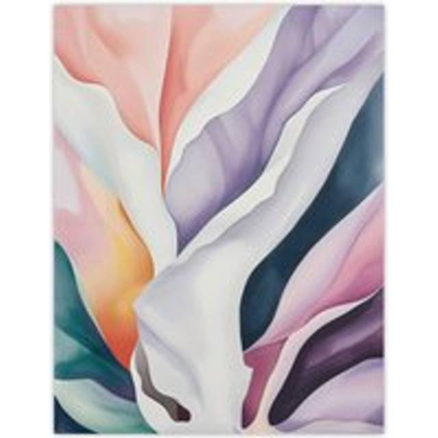 Wall Art Print Abstract Flower Bloom Petals Floral Watercolour Poster - Purple - W18 inch x H24 inch