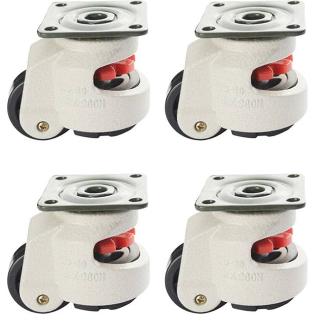 4X Rubber Foot 40F Foot Level Adjustment Equipment Cart Caster 60Kg Load Capacity Furniture Leveling Roller