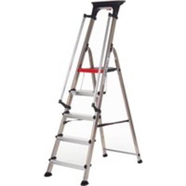 Double Decker Step c/w Handrails; 6 Tread; Aluminium; Silver/Black/Red