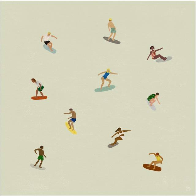 Fine Little Day Surfers poster Beige, 40x40 cm