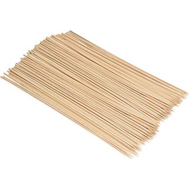 100x Bamboo Skewer Sticks - Long Wooden Bamboo Skewers for Kebab, Grill, BBQ, Fruit, Chocolate Fountain, Toasting Marshmallows - 40 cm