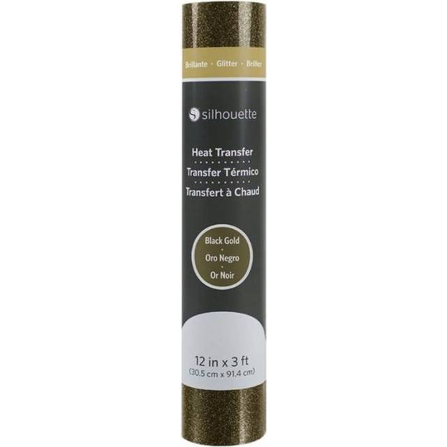 Silhouette Glitter Heat Transfer - 30.5 cm x 0.9 m - Black Gold