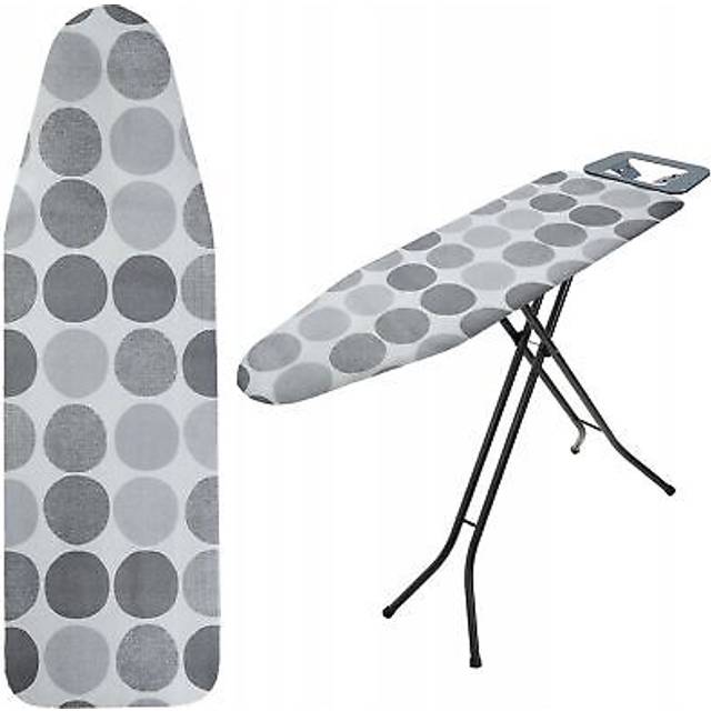 KADAX Strykbrädsöverdrag med dragsko, strykbrädsöverdrag för snabbare strykning, universellt strykbrädsöverdrag i 2 storlekar, strykdyna av bomull (grå cirkel, 120 x 40 cm)