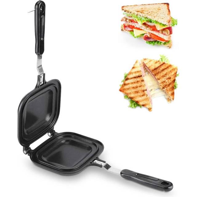 Toasted Sandwich Maker, Double Sided Non-Stick Stovetop Toastie Maker Panini Press Grill Flip Pan with Heat-Resistant Handles for Home Kitchen