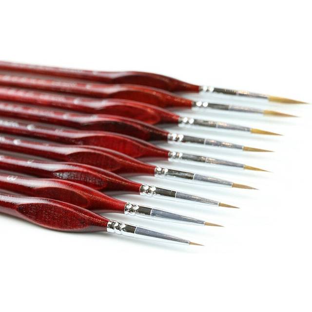9Pcs / Set Miniature Paint Brushes Fine Pointed Tip For Acrylic Watercolor Oil Drawing Kits Artists Brushes
