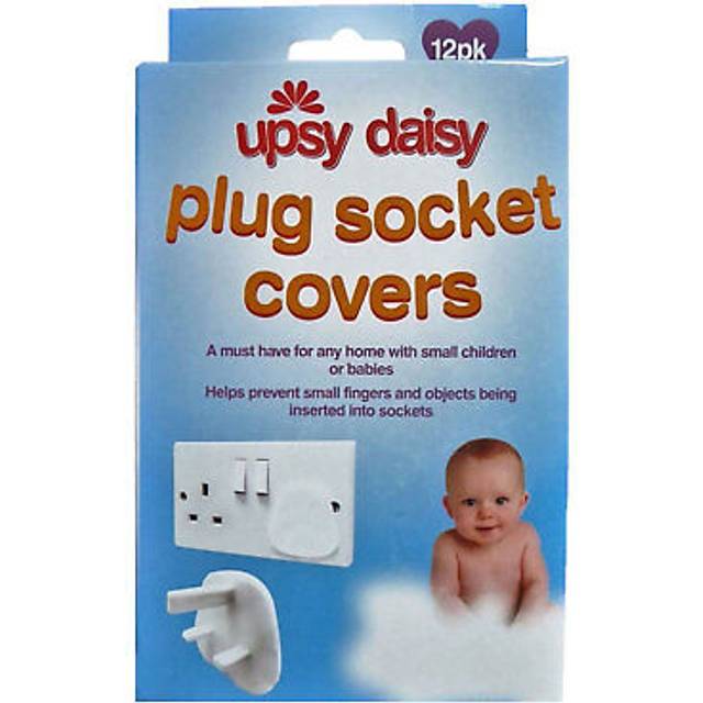 Upsy daisy 3 pin plug socket covers - 12 pack child baby proof protector