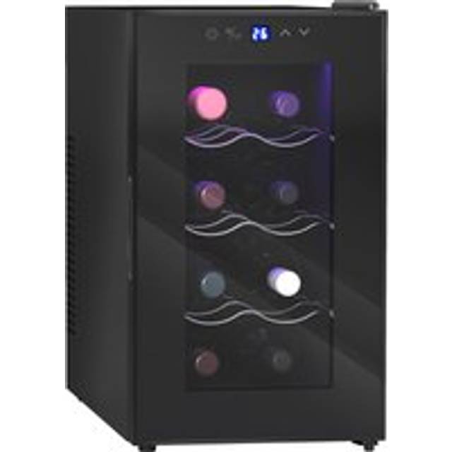 HOMCOM Mini Freestanding Wine Cooler Fridge, 8 Bottle, 21L, 26.5cm Quiet Thermoelectric Under Counter Drinks Beer Wine Fridge