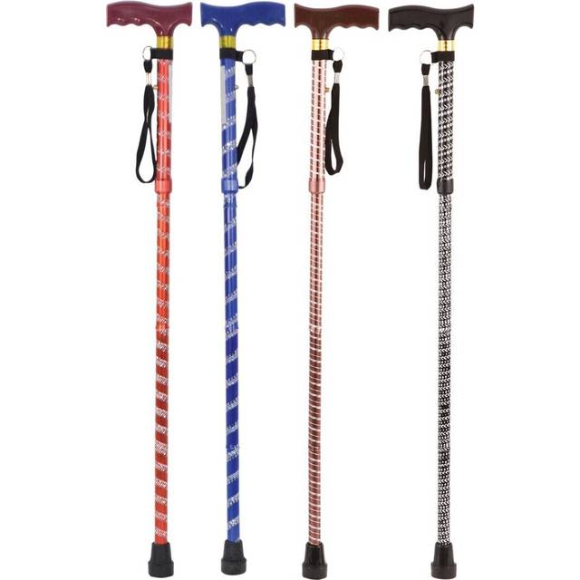 Aidapt Extendable Plastic Handled Walking Stick with Engraved Pattern in Red (Eligible for VAT relief in the UK)