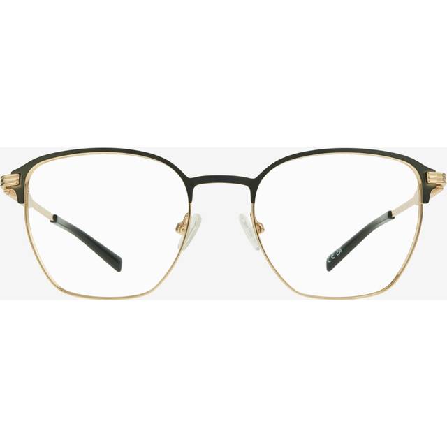 Matte Green/Gold square Metal eyeglasses Online - Full Rim - Keith - shiny Silver (Large)