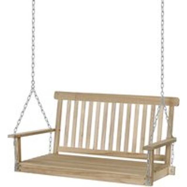 Outdoor 2 Seater Wooden Swing Chair BenchHammock Loveseat w/ Hanging Chain