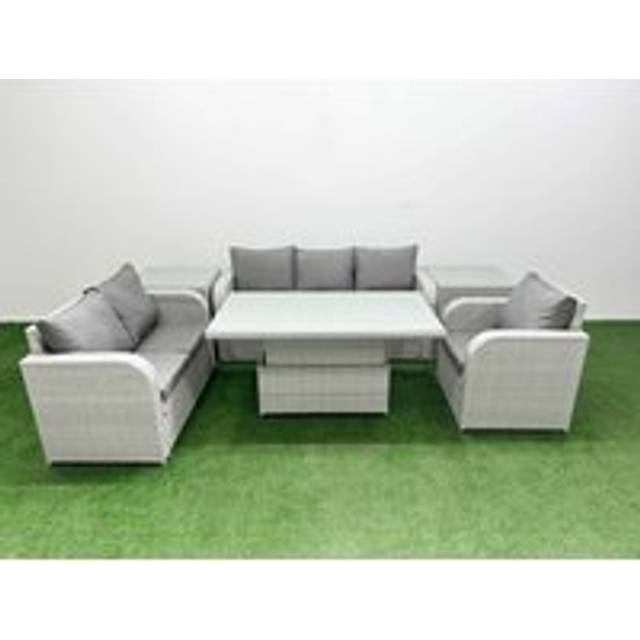 Love Sofa With 3 Seater Sofa, Reclining Chair, 2 Side Tables & Lifting Table | Wowcher - Grey