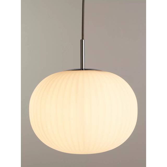 John Lewis Pleated Glass Globe Ceiling Light, White/Chrome