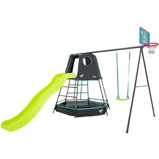 TP Explorer Metal Climbing Frame Set & Ripple Slide, Swing and Basketball Black Edition