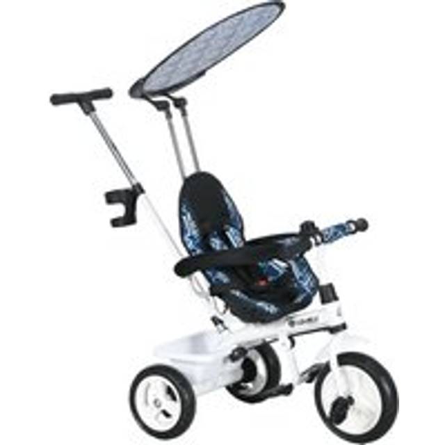 Homcom 4 In 1 Tricycle For Kids With 5-point Harness Straps, Removable Canopy, Blue