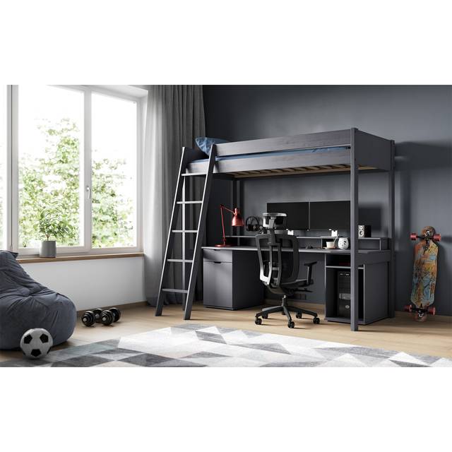 Noomi Tera Solid Wood Gaming Highsleeper Grey, Grey
