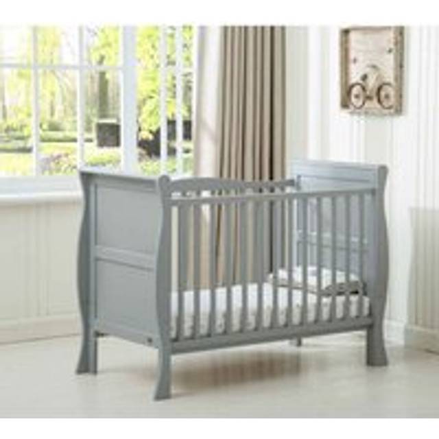 MCC Solid Wooden Cot bed Savannah Sleigh Cotbed & Water Repellent Mattress GREY