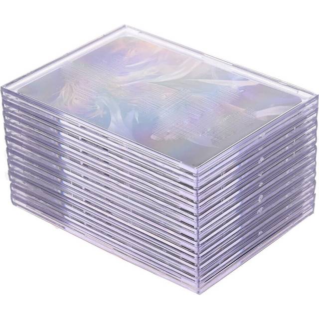 Cards Sleeves Top Loaders 10 Hard Plastic Card Protector Clear Brick + 2 Display Stand