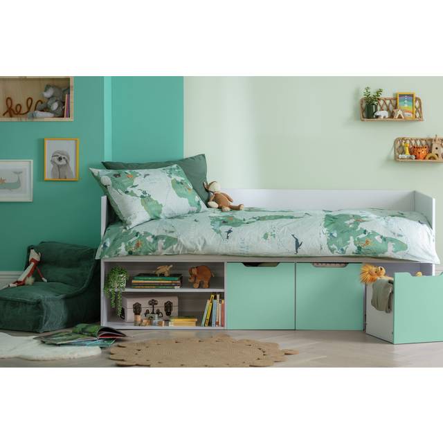 Habitat Jude Storage Cabin Bed - White And Green (Single)