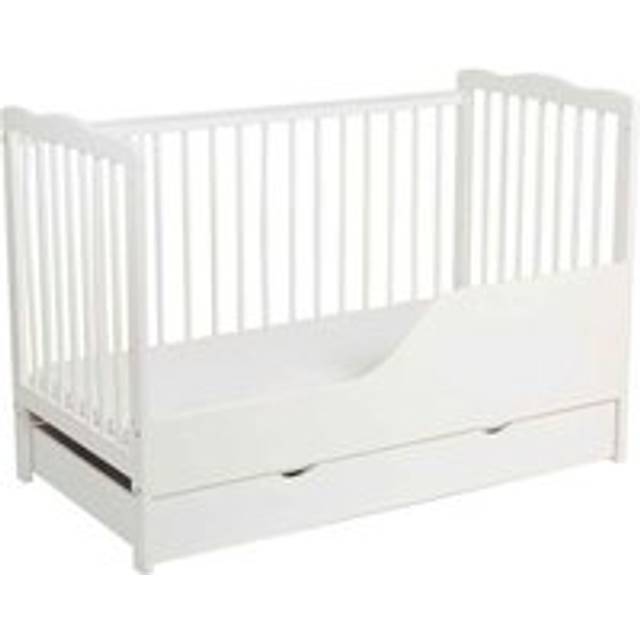 Mcc Brooklyn Baby Cot Crib with Water repellent Mattress & Wheeled Drawer white