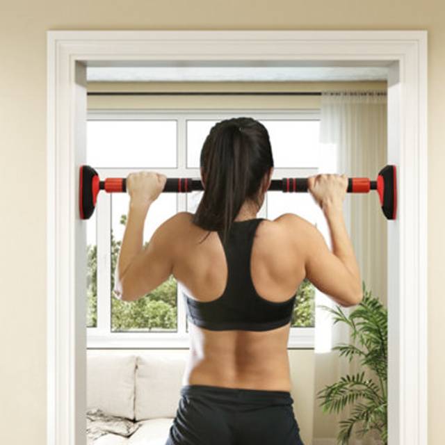 SPORTNOW Pull Up Bar Doorway From 96-130 Cm (37.8 Inch - 51.2 Inch) - No Screws | TJ Hughes Red