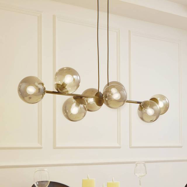 Lindby pendellampa Isamer, rökgrå, 130 cm, klot