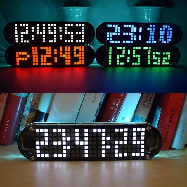 DS3231 High Accuracy DIY Digital Dot Matrix LED Alarm Clock Kit with Transparent Case Temperature Dat blue