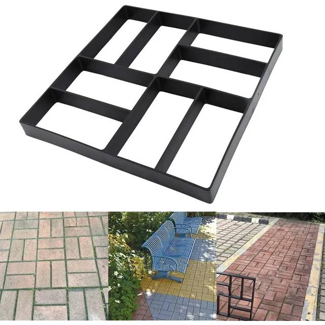 (B) DIY Path Maker Paver Molds Stone Brick Concrete Mold Concrete Cement Walk Garden Path Paving Paver