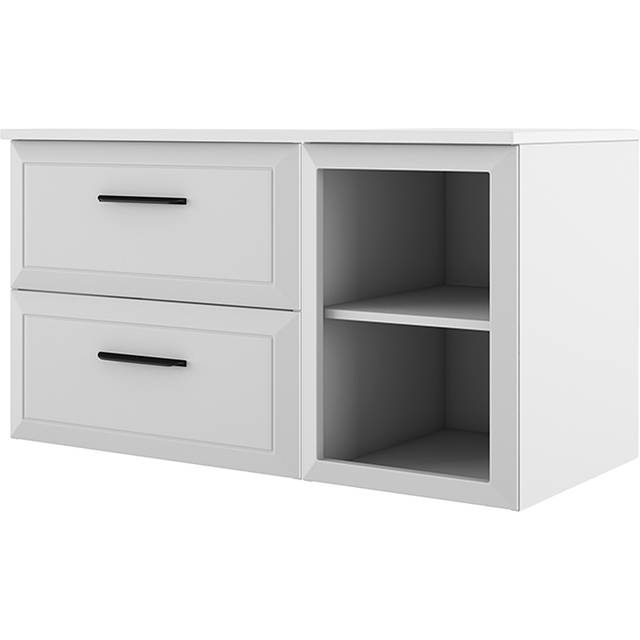 Tvättställsskåp Tandem Vit Matt 60+40 cm med Handfat Vit Blank