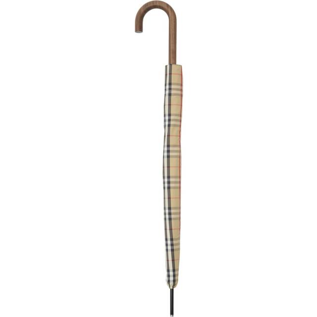 Burberry - Vintage Check-print umbrella - unisex - Glass Fiber/Polyamide/Steel/Walnut Wood - One Size - Neutrals