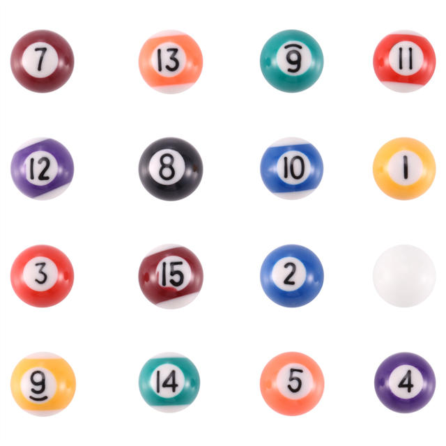 Professional 25mm Children Billiards Table Balls Set Resin Small Pool Cue Full 16 Pcs Mini Billiard