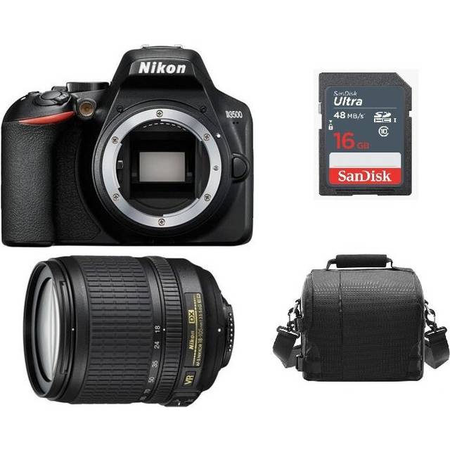 NIKON D3500 Black + AF-S 18-105MM F3.5-5.6G ED VR + Bag + 16gb SD card