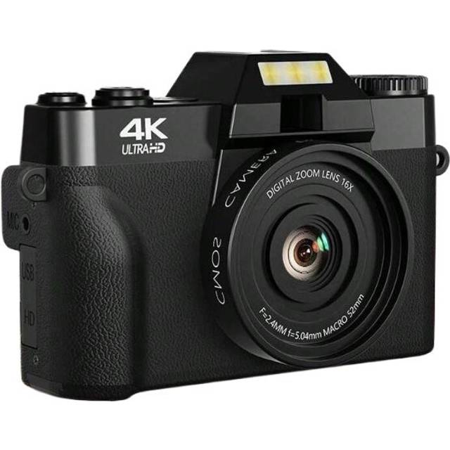 "(Black) 4K 56MP Vlogging Camera for Beginners with 3.0"" Flip Screen, 16X Zoom, Auto Focus, 32GB Card"